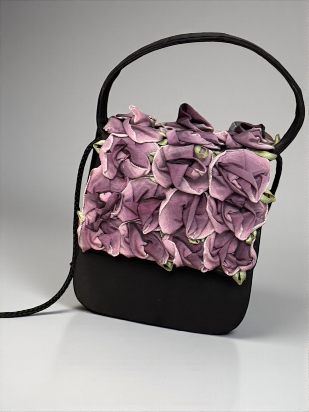 Vintage Y2K Julie Feldman Lavender 3D Floral Rose Mini Bag Evening Crossbody